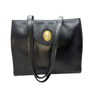 Authentic Christian Dior CD Logo Black Leather Square Tote Bag NS121072 France